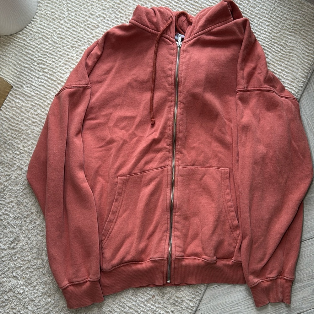 Burnt orange zip up hoodie size medium